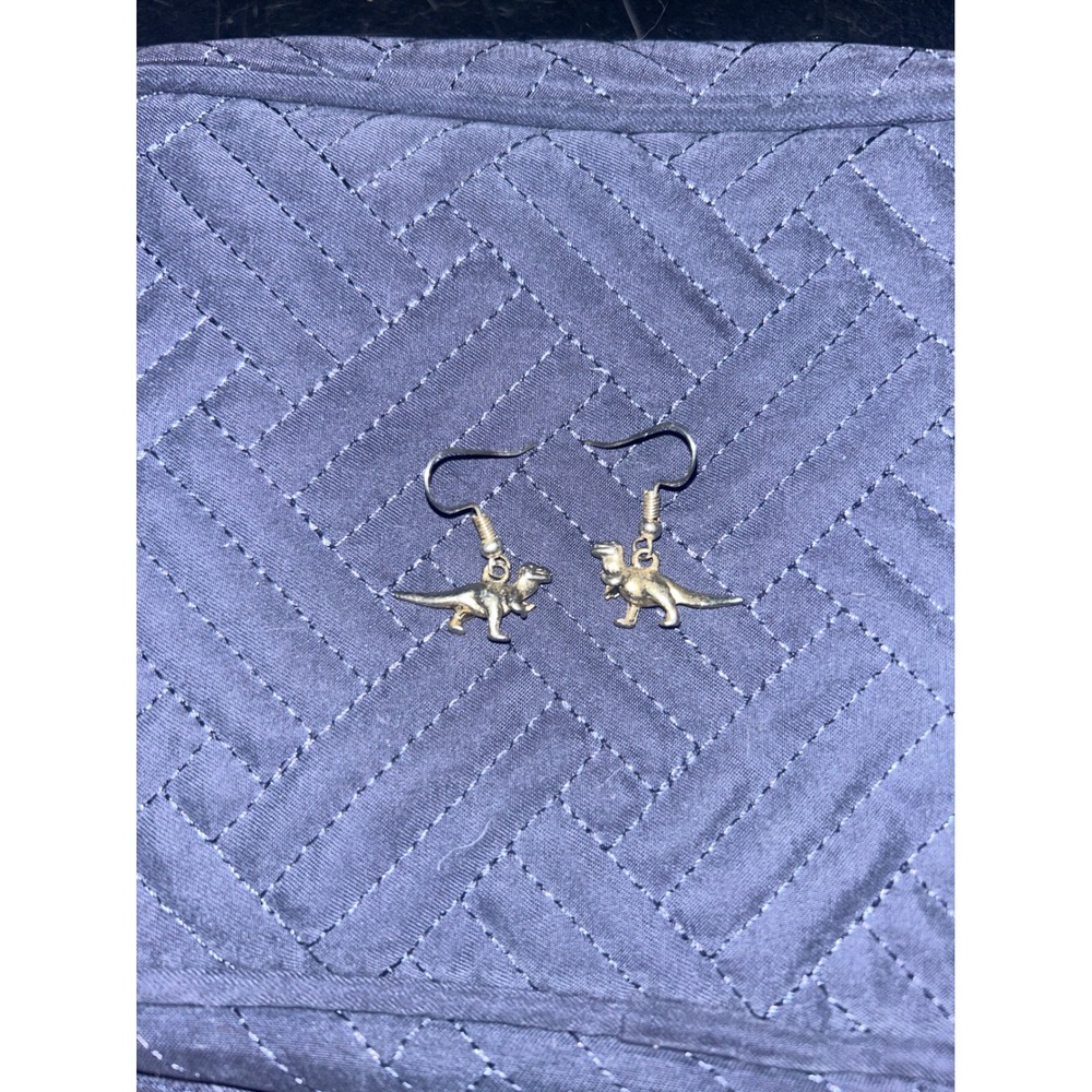 Dinosaur Earrings Gold Tone‎ Hook Earrings Fun Quirky Novelty Jewelry